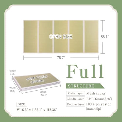 Tatami Mat – Foldable Japanese Tatami Mat Igusa Mattress, Rush Grass Floor Sleeping Futon, Meditation Yoga Zen Tatami, Full XL by BJDesign - size: Full XL