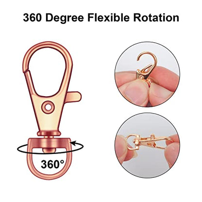 120PCS Premium Swivel Lanyard Snap Hook with Key Rings, Metal Keychain Hooks for Jewelry Making, Crafts (Rose Gold) - color: Rose gold