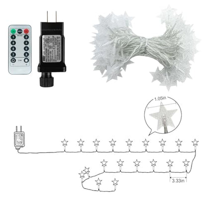 RaThun 49.2ft Star String Lights with Remote for Indoor Bedroom Warm White - size: 49.2ft