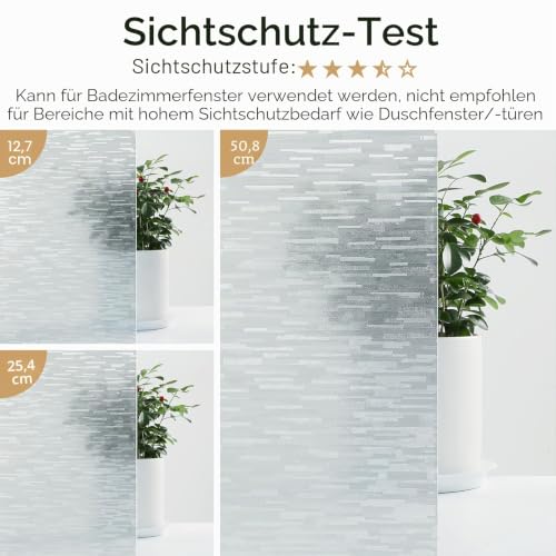 Haton Window Privacy Film, Frosted Stripe Non-Adhesive, 17.5" x 78.7" | Static Cling Removable Frosted Glass Film, Blocks UV & Heat, Anti-glare Privacy Covering for Bathroom & Home Windows - color: Frosted Stripe, size: 17.5" x 78.7"
