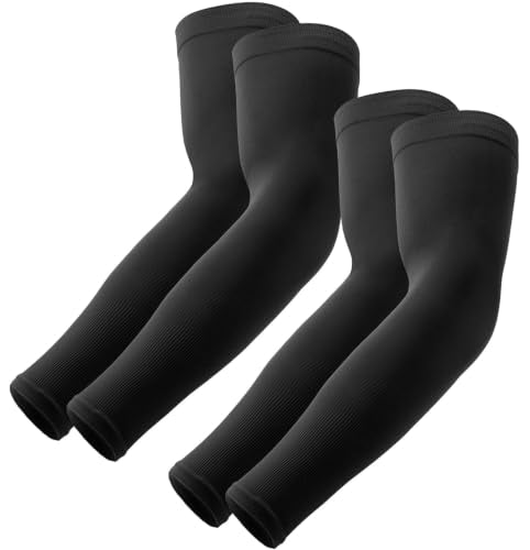 OutdoorEssentials UV Sun Sleeves for Men & Women, Cooling Arm Sleeves UPF 50+ | Golf, Tattoo Cover Up, Sun Protection - color: (2 Pairs): 2 Black