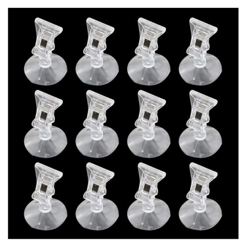 12PCS 48mm Transparent Flexible Plastic Fish Vegetable Seaweed Suction Cup Holder Fish Tank Feeding Clip for Holding Leaves and Kelp