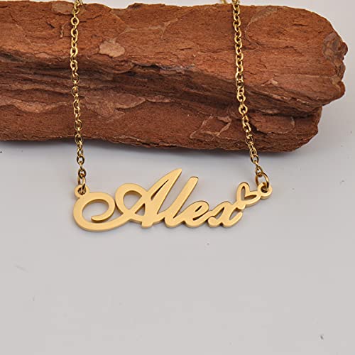 HUAN XUN 맞춤형 맞춤 제작 여성용 목걸이 골드 실버 | 18k Gold Plated Nameplate Heart Pendant,Adjustable Delicate Chain,Personalized Gifts for Mother Day Christmas Birthday - color: 34-골드.