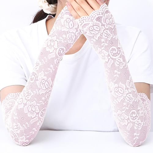Fingerless Lace Arm Sleeves for Women for Wedding Tea Party - color: 1 Purple