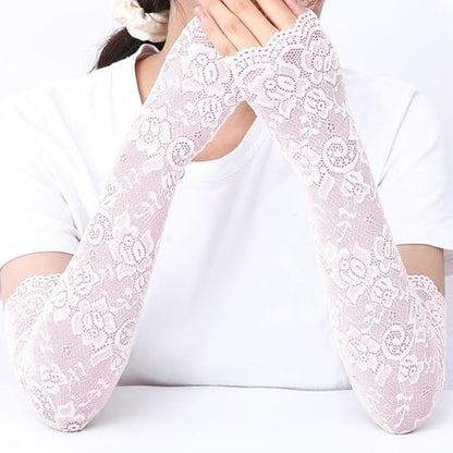 Fingerless Lace Arm Sleeves for Women for Wedding Tea Party - color: 1 Purple