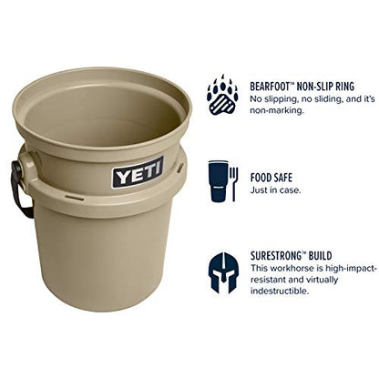 YETI Loadout 5-Gallon Bucket, Impact Resistant Fishing/Utility Bucket - color: Tan