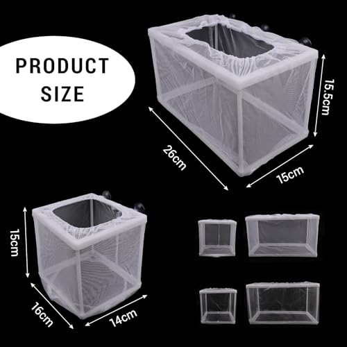 2 Pcs Fish Breeder Incubator Mesh Box, Breeding Box for Fish Tank with Suction Cup