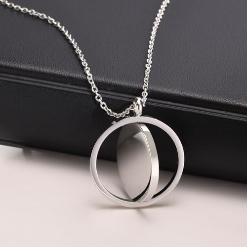 Religious Christian Cross/Freemasonry/Mountain Forest Jewelry 25mm Stainless Steel Round ID Tag Spinner Pendant Necklaces,Hiking Camping Lover Gift - style: Black-Allah Symbol B
