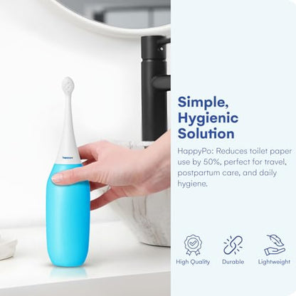 오리지널 HAPPYPO 버트 샤워 - 여행용 휴대용 비데 - 독일 상어 탱크에서 알려진 - Easy-Bidet 2.0은 젖은 물티슈를 대체합니다 (색상: 라이트 블루) - color: 라이트 블루, size: 1개(1팩)