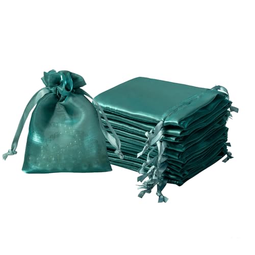 QIANF 20 Pcs Dark Green Small Organza Bags 3X4 inch for Wedding Favors with Drawstring, Mini Mesh Gift Bags Jewelry Pouch for Candy Bridal Shower Party Favor Baby Shower Christmas - color: Dark Green, size: 3x4"