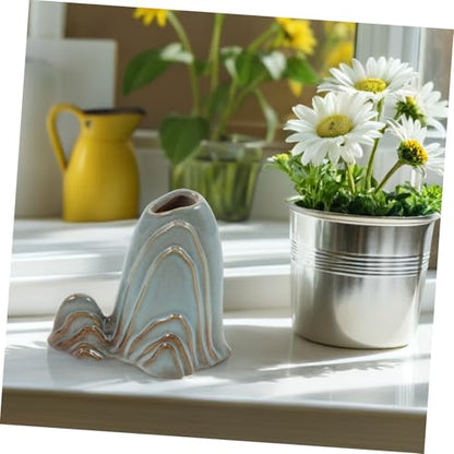 Mini Ceramic Mountain Ornament Multifunctional Zen Garden Decor Fish Tank Decoration Calligraphy Brush Holder Versatile Desktop Accessory for Home Office