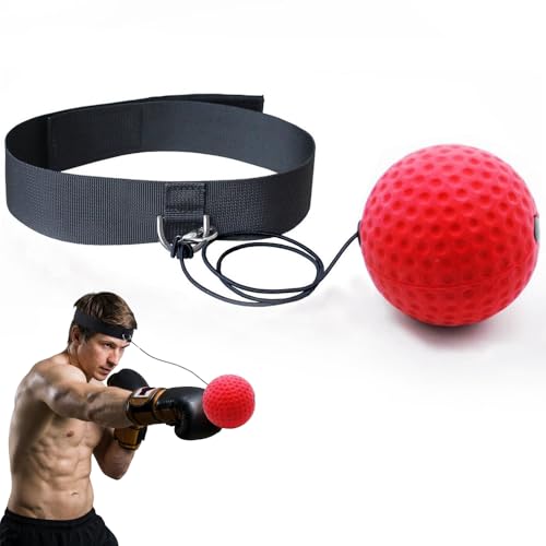 Head Mounted Boxing Reaction Ball Adjustable Headband Elastic Cord Reflex Trainer for Home Speed Training Stress Relief