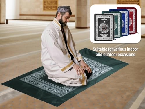 Travel Prayer Mat, 4 PCS 60cm*100cm Portable Prayer Mat, Waterproof Prayer Mat, Prayer Rug, Muslim Travel Prayer Mat, for Ramadan Gifts, Muslim Prayer (Green, Blue, Red, Black)