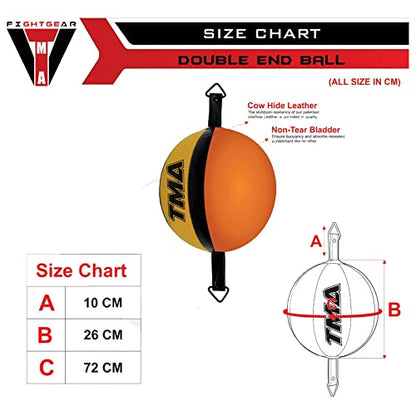 TMA Genuine Cow Hide Leather Double End Speed Ball Boxing Floor to Ceiling Punch Bag, Double End Bag, Double End Punching Bag, Boxing Ball, Punching Bag, Boxing Bag - color: Yellow