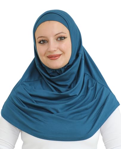 Prien Chic Ready To Wear Hijab For Women, Muslim Long Turban Undercap Set, Instant Scarf, Prayer Clothes For Girls, Abaya - color: Turquoise