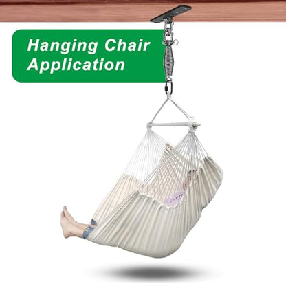 Dolibest Hanging Kits Hammock Chair Hardware, Heavy Duty Swing Hanger with Spring (6MM) for Indoor Outdoor Playground Hanging Chair Hammock Chair Punching Bags, 4 Screws, 4 Expansion Screws - color: Swing Hanger With Spring-1