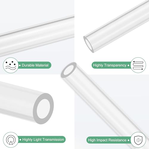 M METERXITY 2-Pack Clear Rigid Acrylic Pipe, 10mm[0.39"] ID x 16mm[0.63"] OD Plastic Round Tube for Water Cooling System/Lamps/Fountains/Aquariums/Display Stand, Acrylic Tubing [305mm/12IN] - size: 10mm ID x 16mm OD