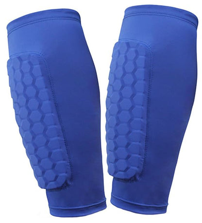 2 Pack Soccer Shin Guards Soccer Kids Adult, Soft Anti-Collision Soccer Shin Pad with EVA Honeycomb Pads, Shin Defender Shin Guard Sleeves - color: Blue, size: X-Small