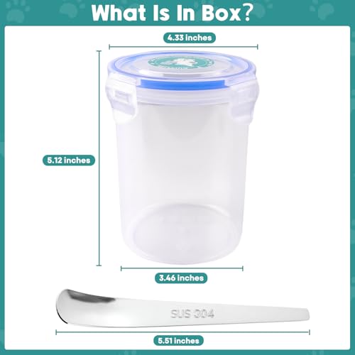 REFLYING Canned Dog Food Storage Lids Reusable Airtight Can Cover | Reusable airtight dog food can lids,Keeps wet food fresh,eliminates odor,Includes SUS 304 spoon and can opener - color: 1 Jar（L）+1 Spoon