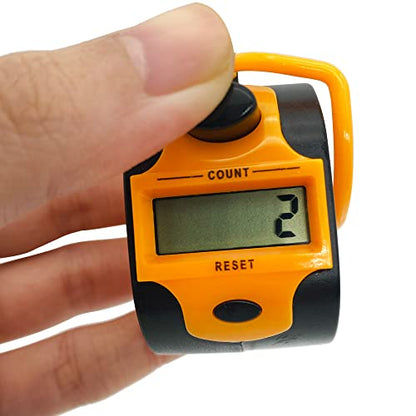 Tally Counter Digital LCD Electronic Handheld 5-Digit Number Count Clicker - color: Yellow