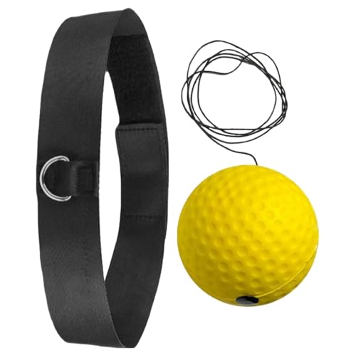 Boxing Ball with Headband, Boxing Reflex Ball Headband Set | React Reflex Ball for Adult Training | Indoor Outdoor Fitness Equipment - color: Yellow