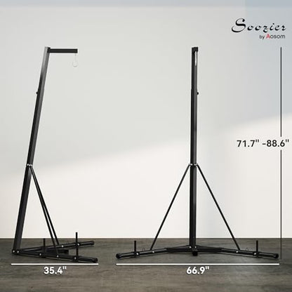 Soozier Foldable Punch Bag Stand, Height Adjustable Heavy Bag Stand with Weighted Base, Free Standing for Home Gym, Stand Only