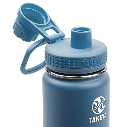 Takeya Actives Stainless Steel Water Bottle, Insulated Spout Lid, Keeps Drinks Cold 24 Hrs, Leakproof, Durable, Dishwasher Safe, Ideal for Gym, Travel, Fits Most Cup Holders, 18 oz/Bluestone - color: Bluestone, size: 18 Ounces