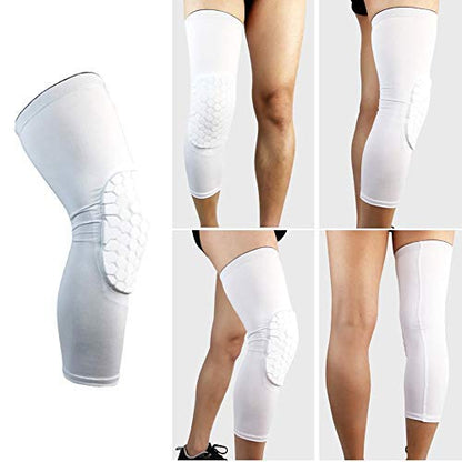 PISIQI Knee Pads Compression Pads Long Leg Sleeve Collision Avoidance Brace Protection Knee Sleeve for Basketball Football Volleyball Cycling (1 Pair) - color: White, size: XX-Large