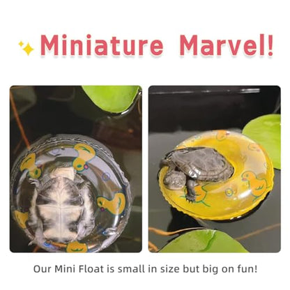 MANON ROSA Real Turtle Toy - Mini Swimming Rings Floating Boat Summer Accessory for Aquarium, Fish Tank, Pool, Habitat Decoration for Fish, Frog, Crab, Shrimp Small Animals