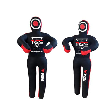 MMA Grappling Dummy Brazilian JIU Jitsu BJJ Punching Bag for Self Defense Wrestling Judo Karate Boxing Throwing Submission Standing Position - UNFILLED - color: Black Red, size: 6FT / 70"