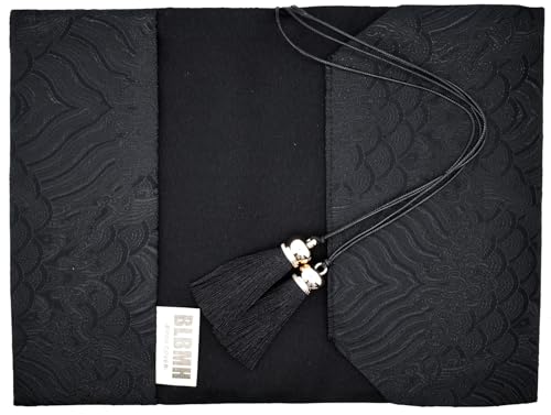 BLBMH 5x8 Book Cover | Handmade Non-Stretch Fabric Sleeve with Bookmark | for Paperback Bible Journal | Privacy Reading Gift for Women - Chinese Black - color: Black