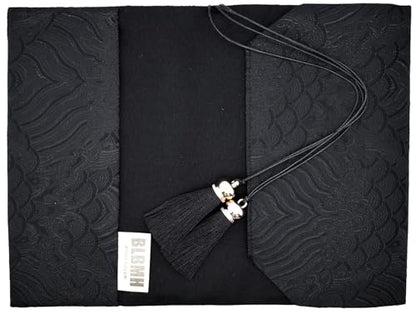 BLBMH 5x8 Book Cover | Handmade Non-Stretch Fabric Sleeve with Bookmark | for Paperback Bible Journal | Privacy Reading Gift for Women - Chinese Black - color: Black