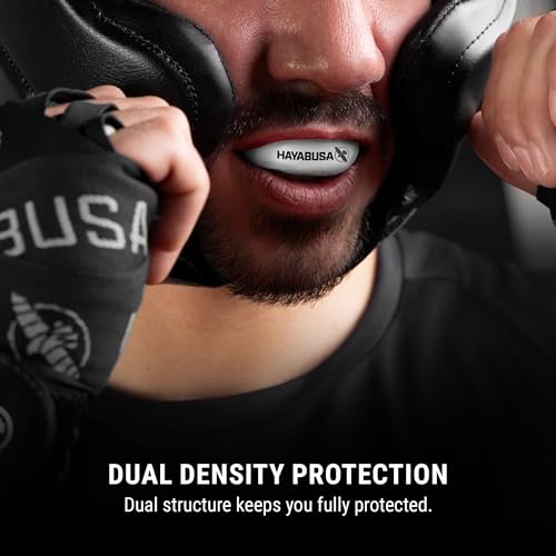Hayabusa Combat Sports Mouth Guard Youth, Kids and Adult Sizes Comes with Case - White/Red, Adult - color: White/Red, size: Adult