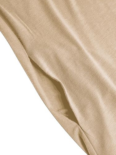 WSPLYSPJY Women High Neck Abaya Muslim Dress Solid Color Prayer Robe - color: Light Khaki, size: X-Large