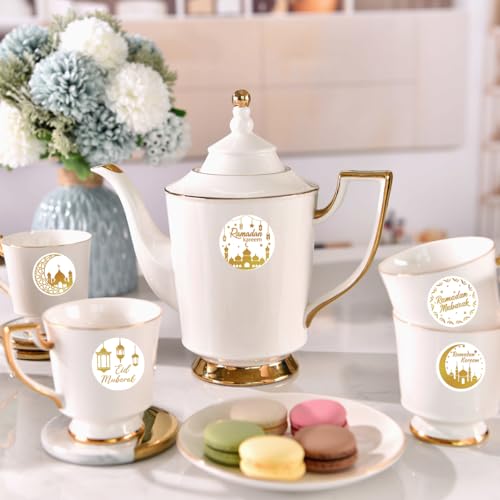360PCS Gold Foil Ramadan Stickers - Eid Mubarak & Kareem Self-Adhesive Ramadan Kareem Sticker, Muslim Labels Decorations for Party Favor Supplies