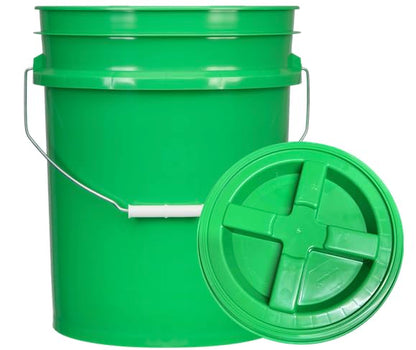 5 Gallon Food Grade Plastic Bucket with Air Tight Screw on Lid Made in USA Container (Green Bucket with Green Lid) - color: Green Bucket With Green Lid