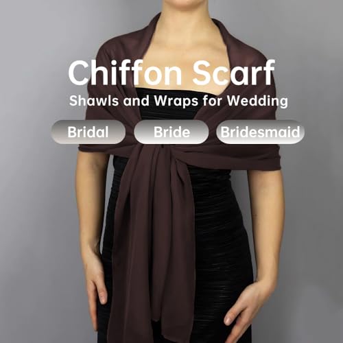 Harewom Chiffon Hijab for Women Sheer Shawl and Wraps for Wedding Bridal Scarves Summer Lightweight Sun-proof Scarf - color: Brown Chiffon Hijab Shawls Scarves