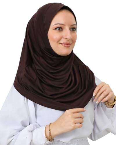 Prien Plain Ready To Wear Hijab for Women, Muslim Instant Turbans, Soft Jersey Scarf, Islamic Clothes, Long Hijabs, Abaya - color: Brown