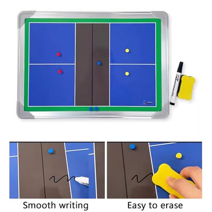 Magnetic Pickleball Coaching Board, Pickleball Lineup Board, Double-Sided Dry Erase Whiteboard, Easy to Write, with Storage Bag, for Practical Training