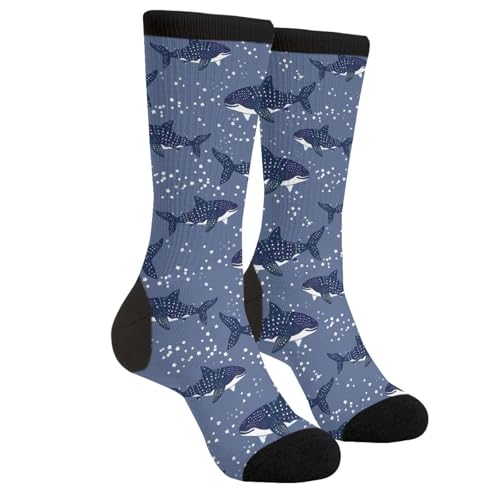 Cute Goldendoodle Unisex Funny Novelty Socks, Funky Crazy Cool Crew Dress Socks - color: Whale Sharks