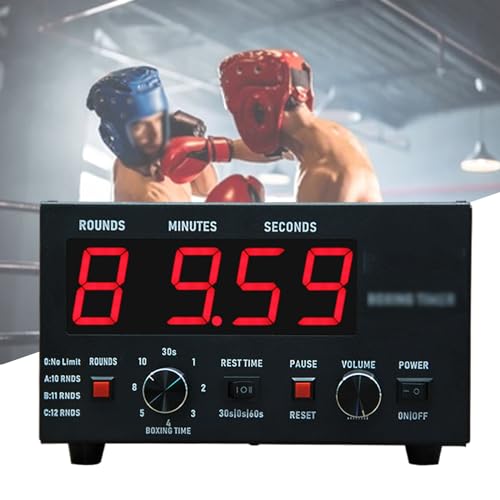 Boxing Timer for Gym,Led Screen Display, Professional Gym Workout Timer, Selectable Workout Time and Cycle Reps, Adjustable Sound,Red - color: Red