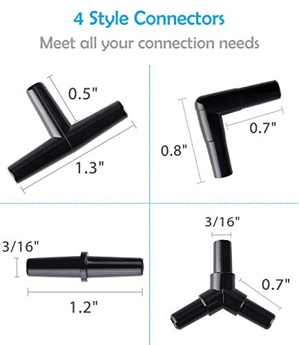 Pawfly 40 Piece Aquarium Airline Tubing Connectors Black, Aquarium Airline Tubing Connector Plastic Inline Valve - color: 4 Kinds(Black)