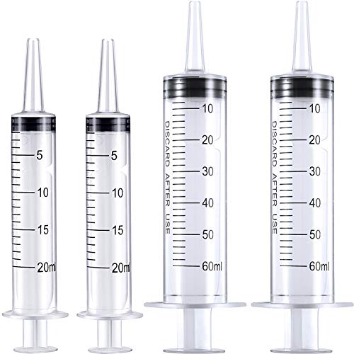 Frienda 4 Packs Syringes Without Needles,20 Ml and 60 Ml | Large Plastic Measuring Tools for Food, Horse Care, Lab Dispensing, Graduated Markings, Reusable Multipurpose Applicators - size: 20 ml and 60 ml