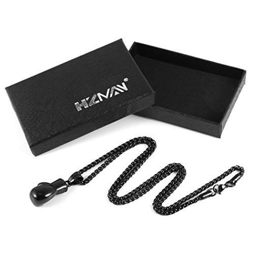 HZMAN Men Women Punk Stainless Steel Boxing Glove Chain Pendant Necklace - color: Black