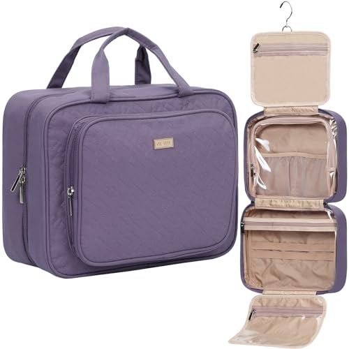 NISHEL Travel Toiletry Bag for Women Hanging Organizer Makeup Case Pockets - color: Purple, size: Large