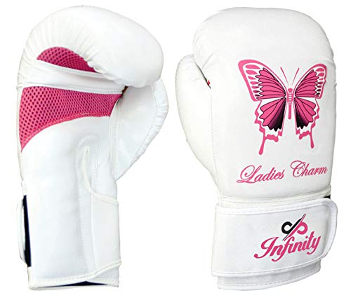Womens Boxing Gloves Kids MMA Training Ladies Punching Mitts Girls Childrens - color: White ButterFly Boxing Gloves, size: 14Oz