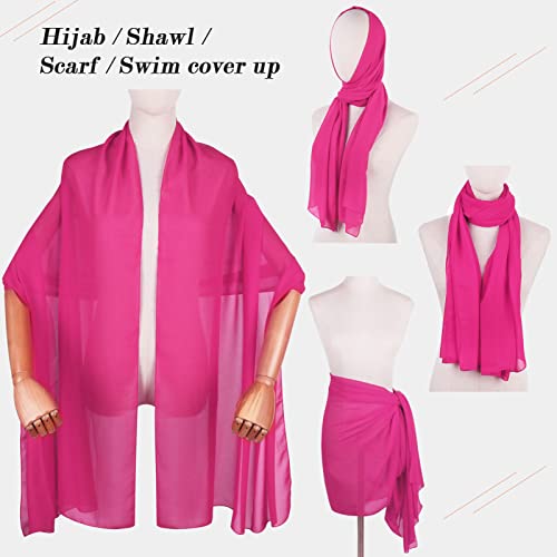 Ladiery Chiffon Shawl Wraps for Women Evening Dresses, Elegant Soft Sheer Shawls for formal dressy Bride Wedding - color: Rose Red(1)