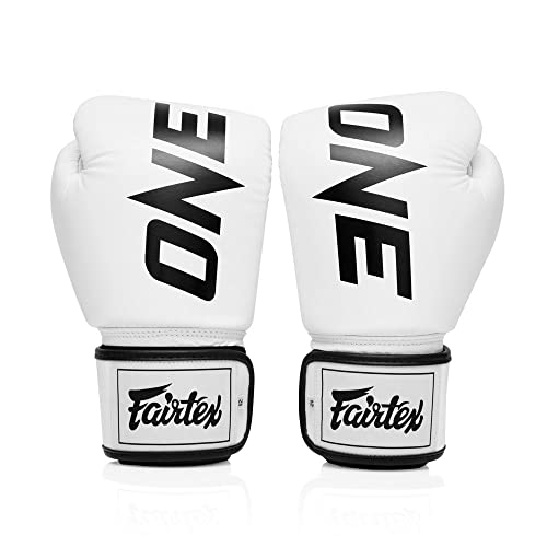 Fairtex BGV1 ONE Muay Thai Boxing Sparring Gloves - color: White, size: 8 oz