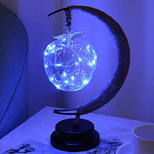 LED Decorative lamp Table lamp 3D Magic Moonlight Wrought Iron Night Light Christmas Home Decoration Birthday Gift USB Power Supply 5.5 * 5.1 * 11 inches （A Blue） - style: A Blue 1