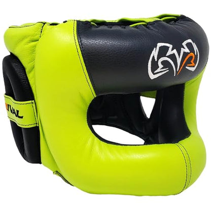 RIVAL Boxing RHGFS3 Face-Saver Sparring Headgear - Wide Eye Opening, Premium Leather, and Thermoplastic Inner Frame - color: Lime Green, size: Large-X-Large